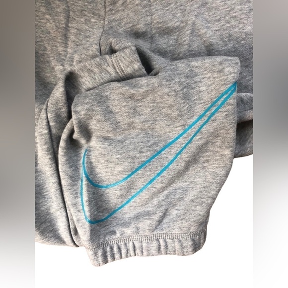Nike Cropped Gray Sweatpant Size M Jogger Hem Drawstring Large Blue Swish - Picture 4 of 4